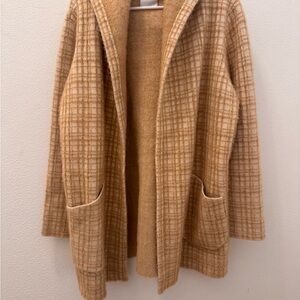 Cyrus Tan Plaid Pea Coat